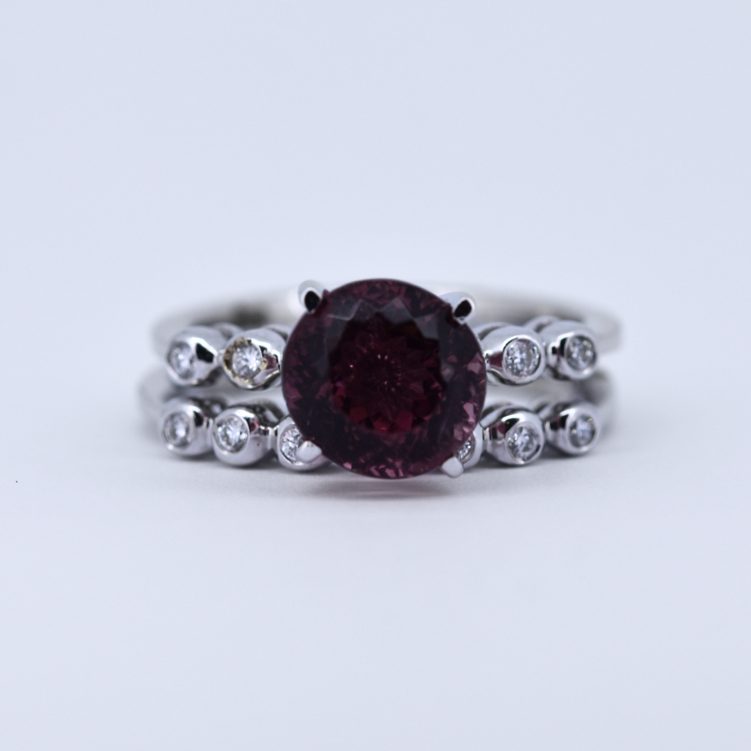 Picture of Tourmaline & Diamond Twin Ring